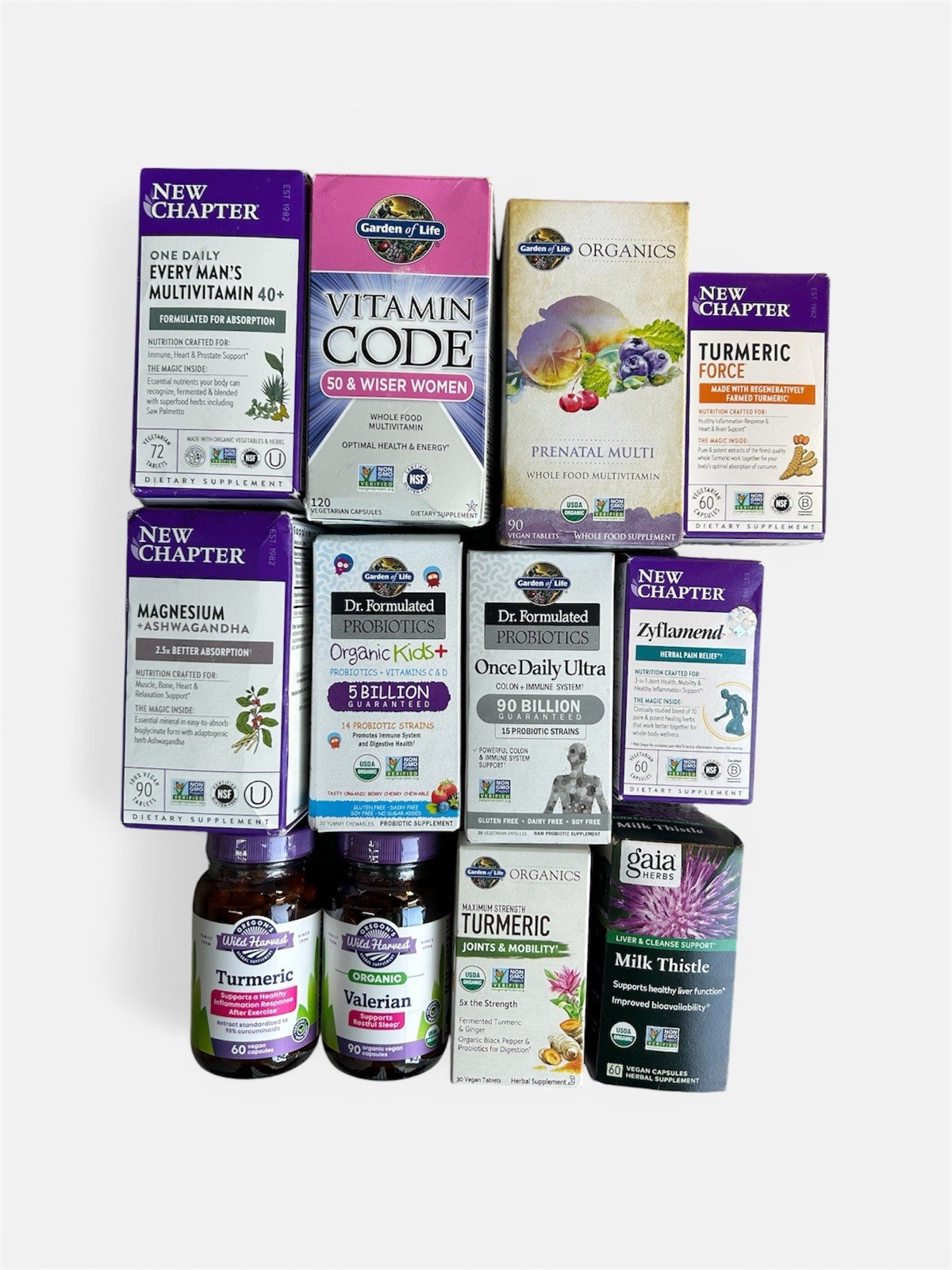 Lot of 12 Vitamins Garden of Life New Chapter Gaia Probiotics Exp 9/26+