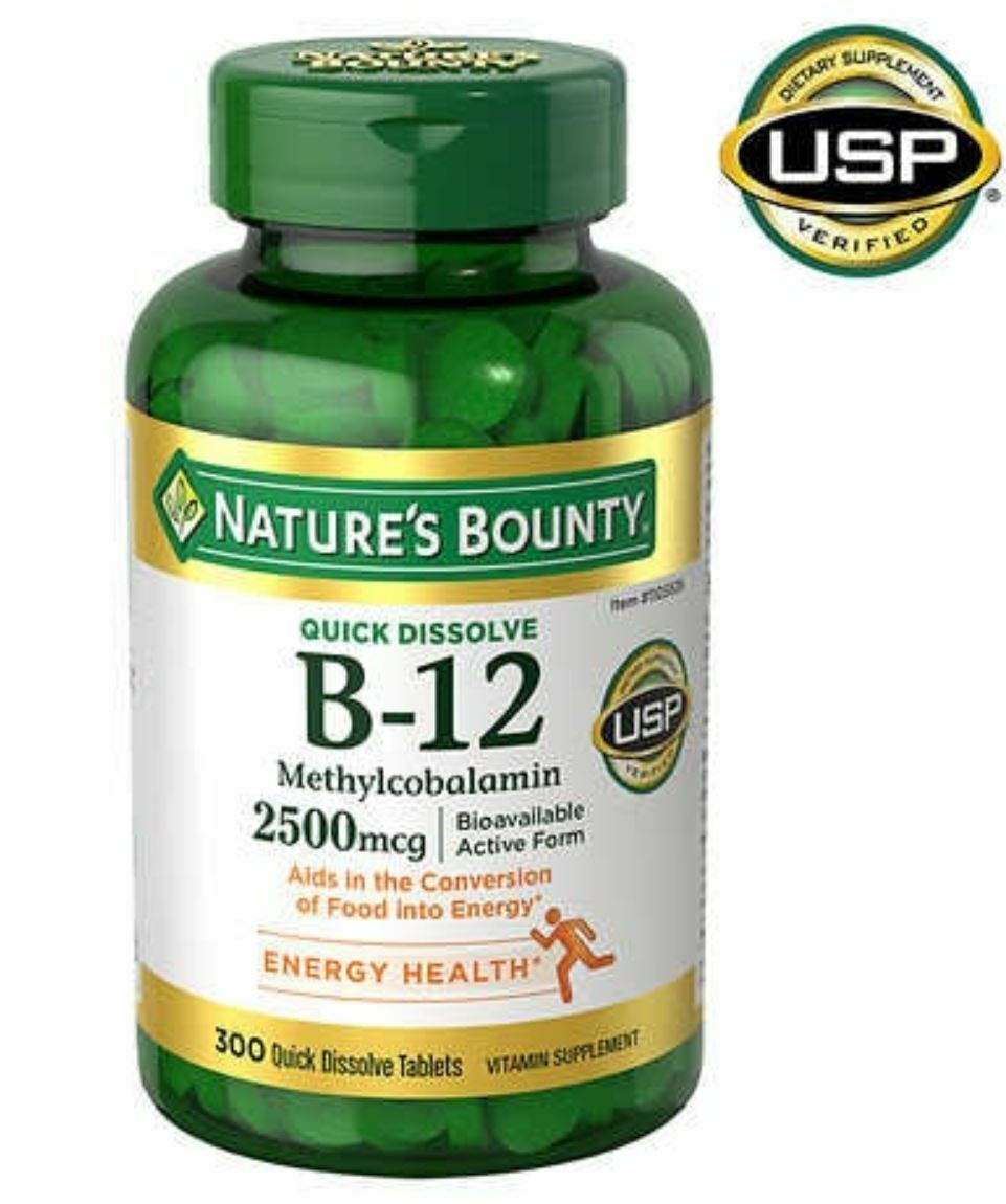 Nature’s Bounty Vitamin B-12 2500 mcg 300 Quick Dissolve Tablets Cherry