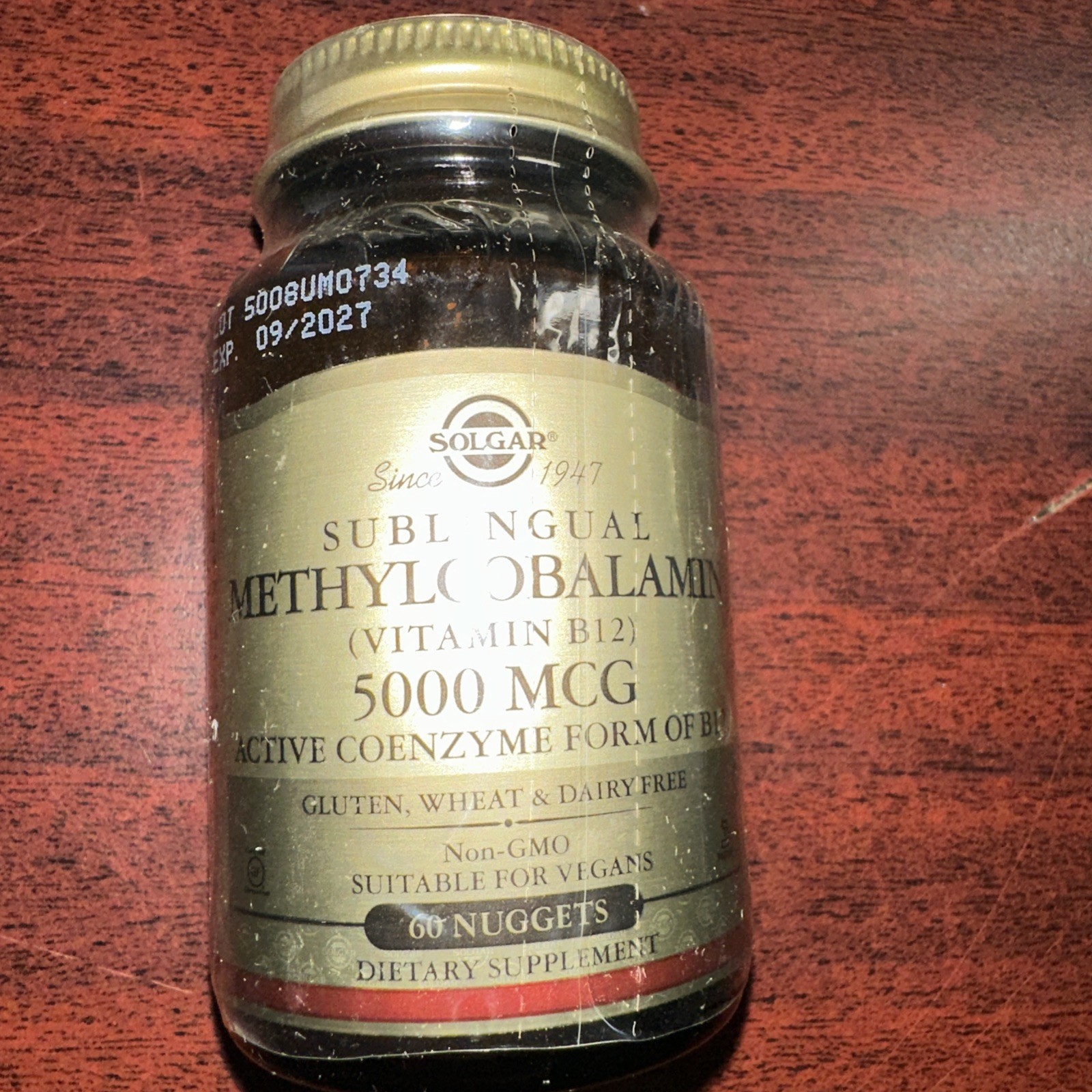 Solgar Sublingual Methylcobalamin (Vitamin B12) 5,000 mcg 60 Nuggets 9/2027