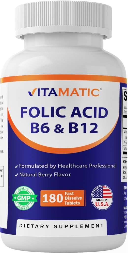 Vitamatic Folic Acid, Vitamin B12 & B6 – 180 Fast 180 Count (Pack of 1)