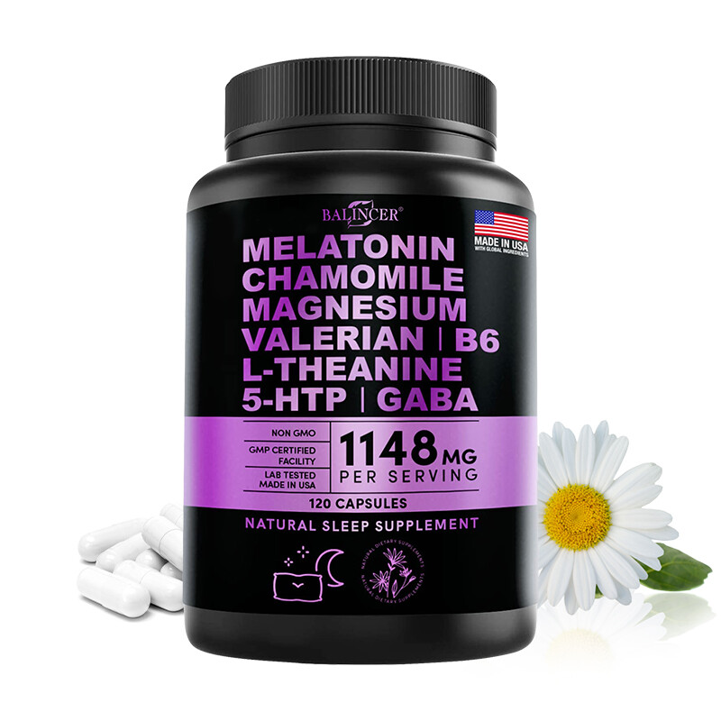 12-in-1 Sleep Capsules – Natural Sleep Aid for Adults Magnesium glycinate 500 mg