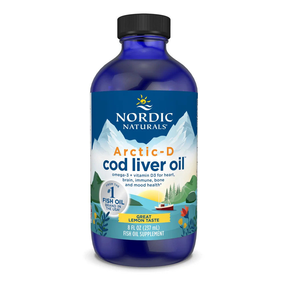 Nordic Naturals Arctic CLO – 100% Wild Cod Liver Oil with Vitamin D, Lemon, 8 Oz