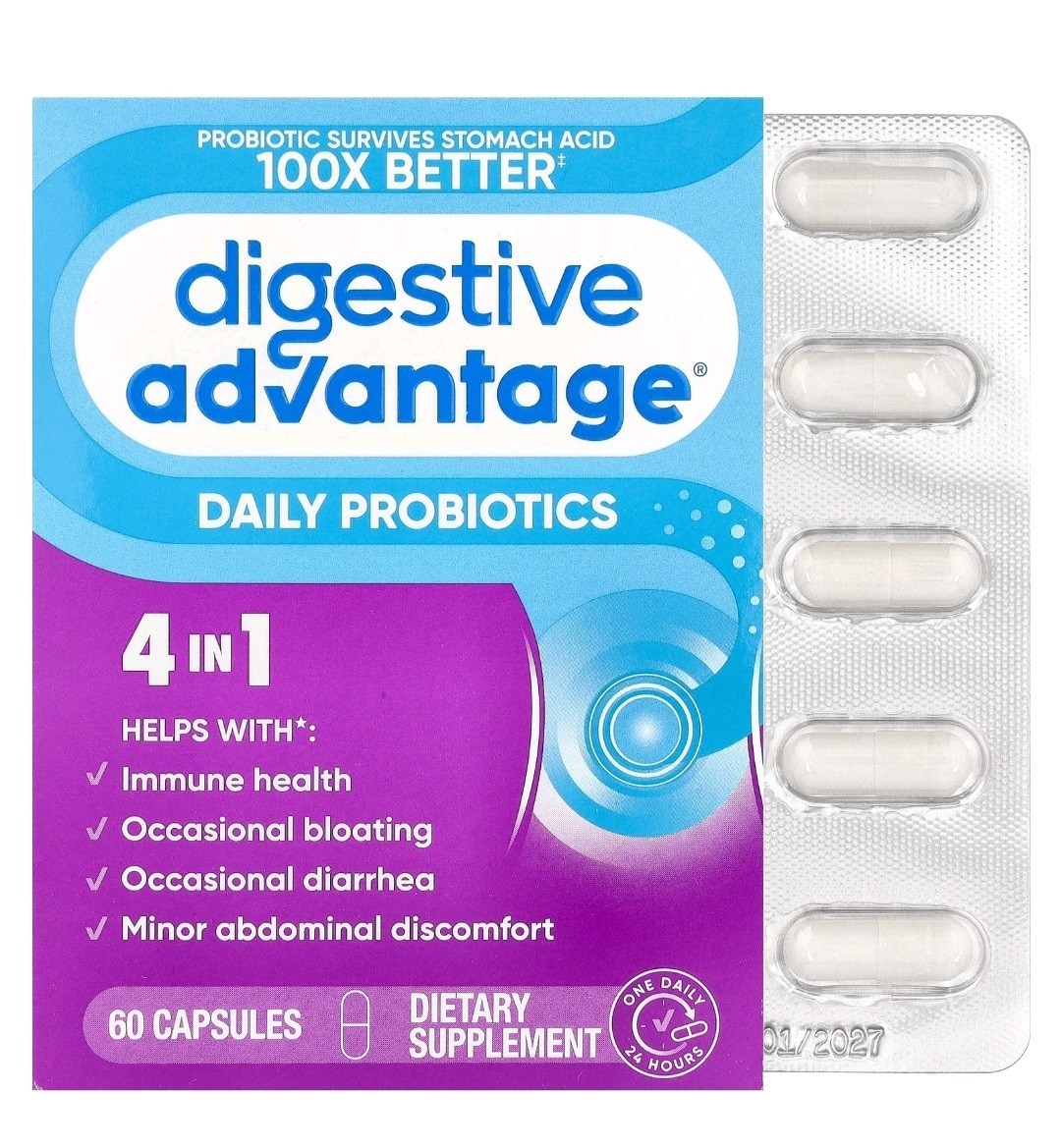 Digestive Advantage®, Daily Probiotics, 60 Capsules. Exp 05/2028