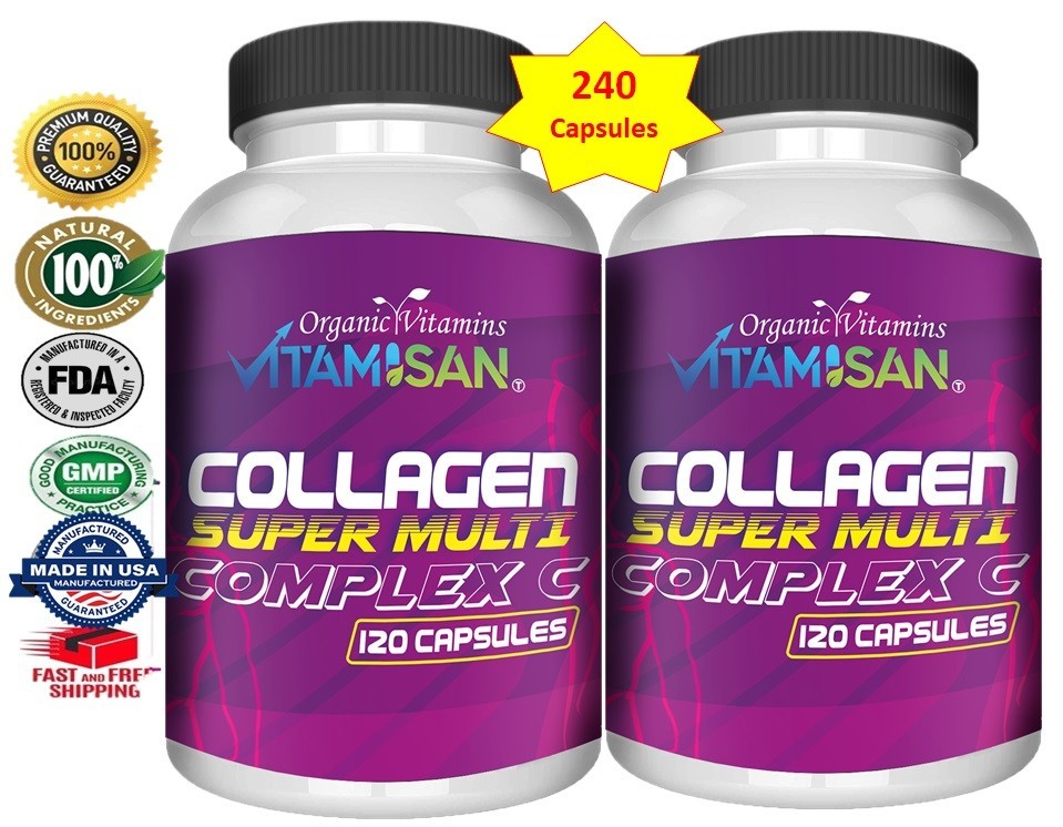 240 Multi Collagen Peptides I, II, III, V, X 1500mg Hair Anti-Aging Skin Nails