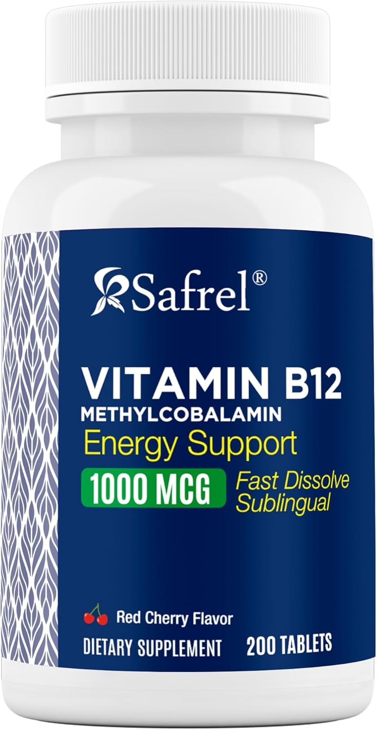Safrel Vitamin B12 1000 mcg Methylcobalamin, 200 Fast Dissolve Tablets, Easy…