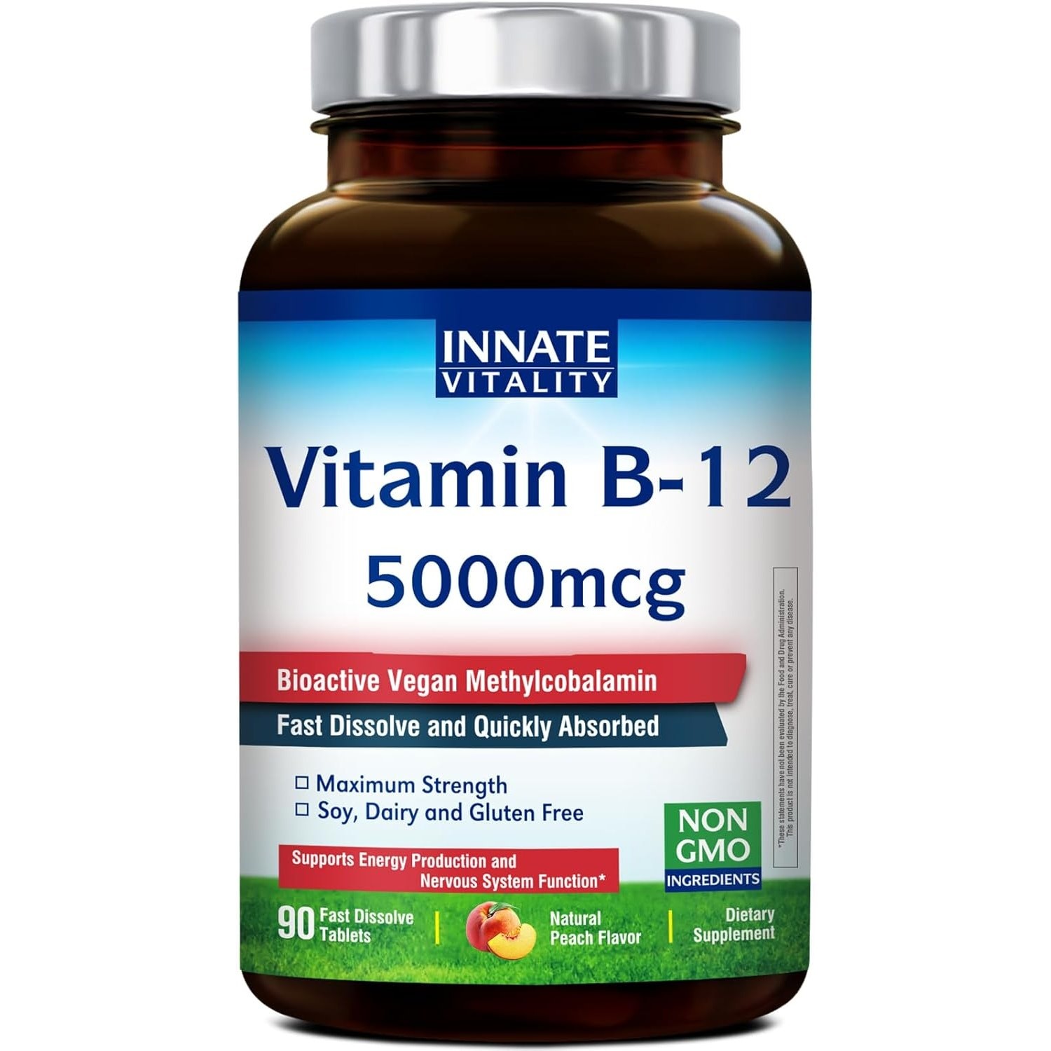 Innate Vitality Vitamin B12 5000mcg Methylcobalamin | 90 Fast Dissolve Tabs