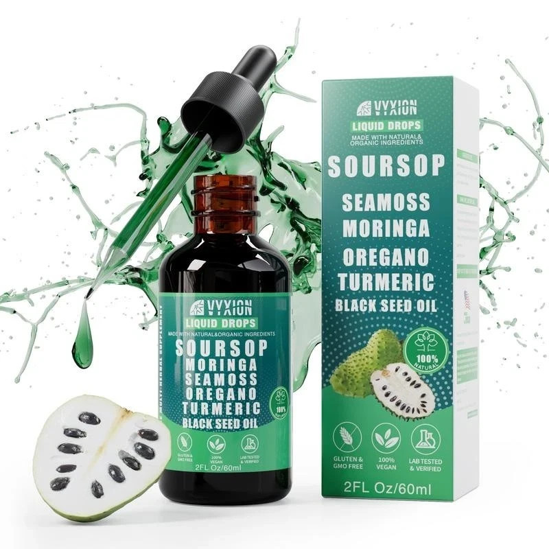Vyxion Soursop Seamoss Moringa Oregano Turmeric Black Seed Oil – Liquid Drops