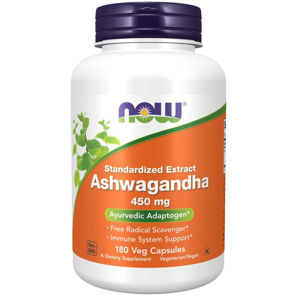 NOW Ashwagandha 450mg 180 Count Adaptogen Herbal Supplement Immune Support