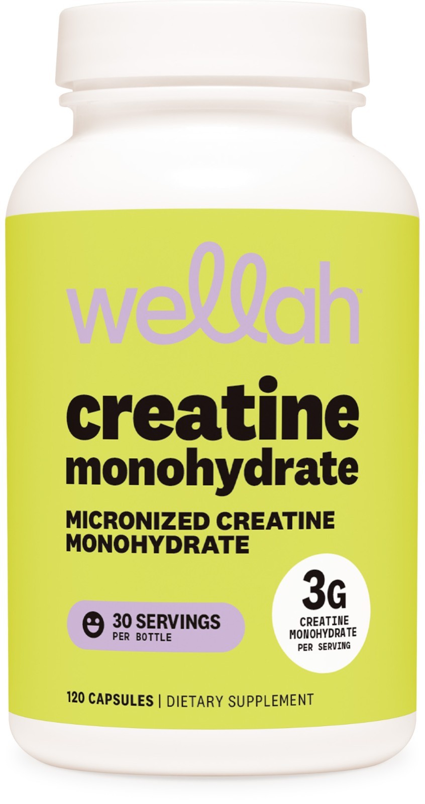 Wellah Creatine Monohydrate Capsules (3000 mg) 120 Capsules – Micronized