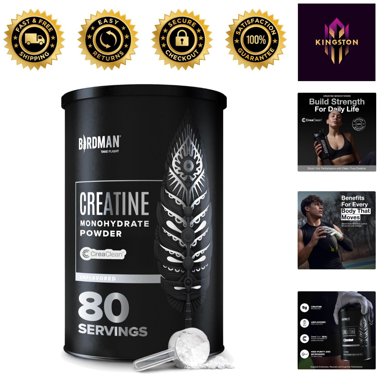 Caffeine-Free Micronized Creatine Monohydrate – 80 Servings for Muscle Growth