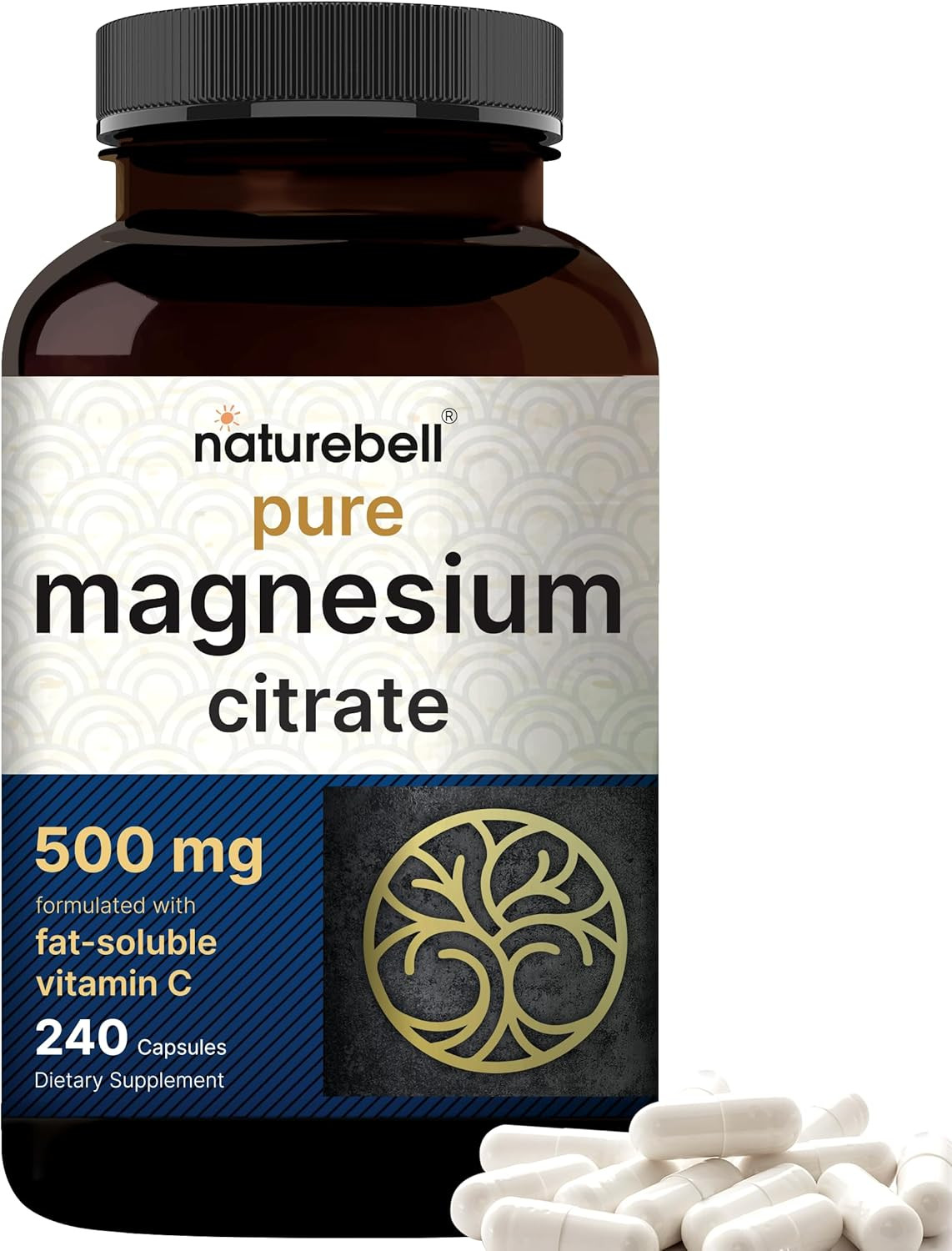 Magnesium Citrate 500Mg, 240 Capsules | High-Purity Elemental Form | Non-Gmo, Gl