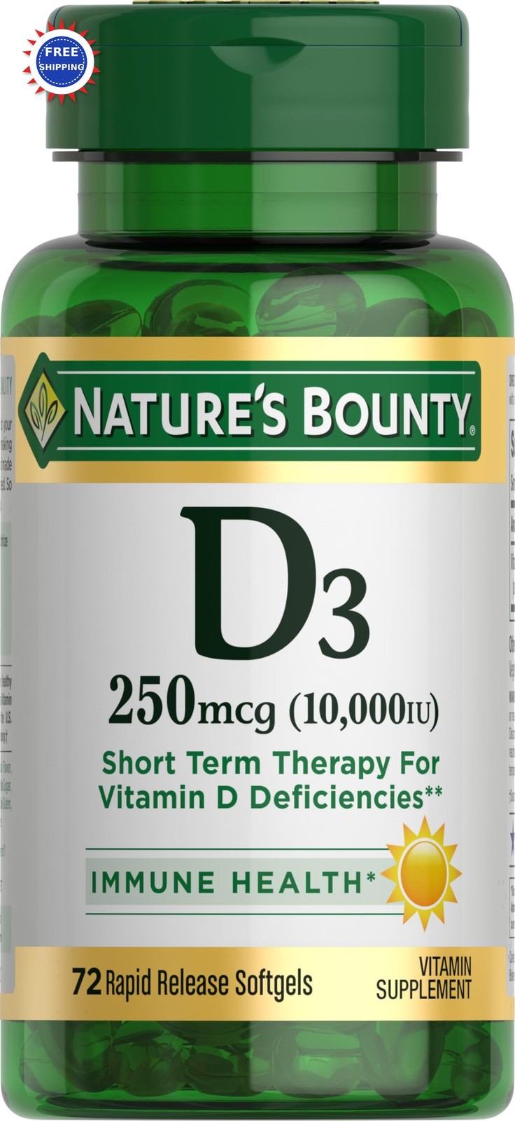 Vitamin D 10000IU 72 Softgels Natures Bounty Immune Support Provides Promotes