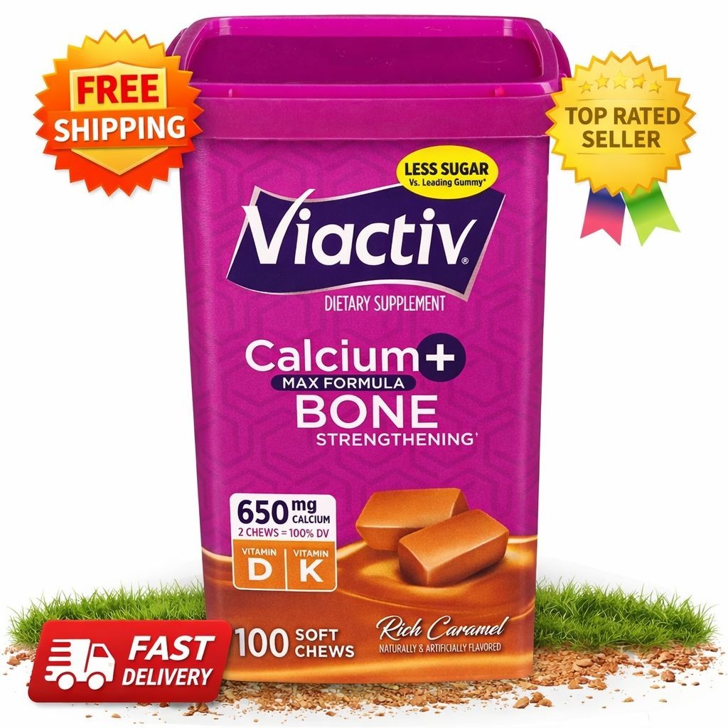 Viactiv Calcium + Vitamin D3 Supplement Soft Chews, Caramel,Calcium 100 Count