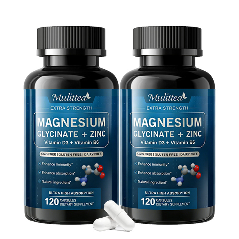 Magnesium Glycinate 500mg with Vitamin D3 & Zinc High-Absorption Vegan 120Ct