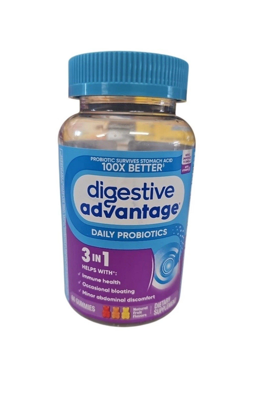Digestive Advantage Daily Probiotics 3 in 1 60 Gummies Exp 02/2026