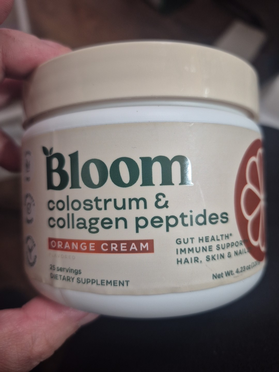 Bloom Colostrum & Collagen Peptides Orange Cream 4.23 Oz EXP 01/2027 Summer Sale