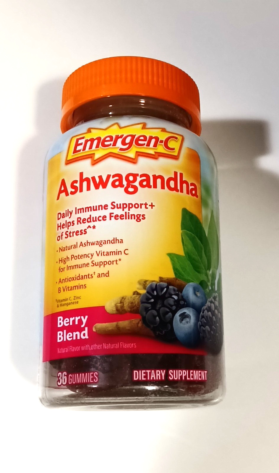 EMERGEN-C ASHWAGANDHA BERRY BLEND 36 GUMMIES DIETARY SUPPLEMENT NEW