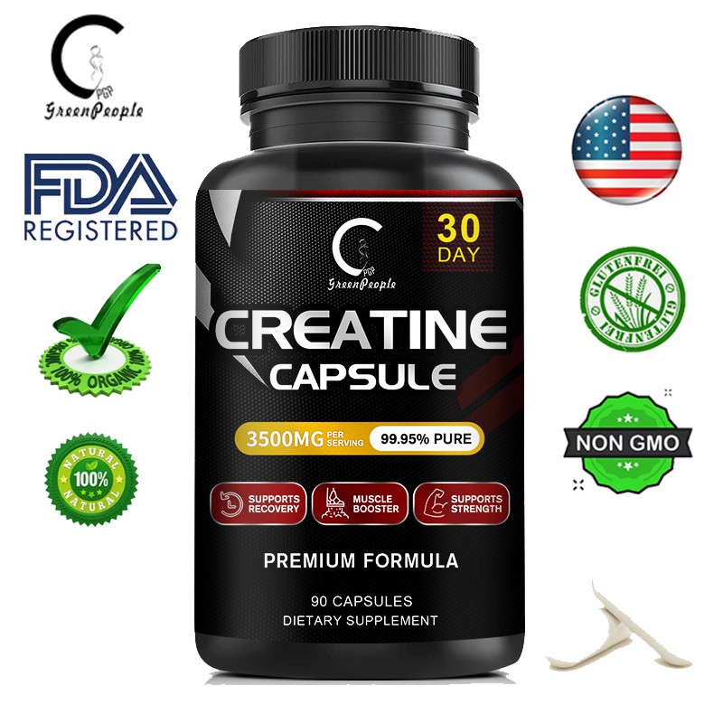 Creatine Monohydrate Capsules – Supports Muscle Growth – Pure Creatine – 90 Caps