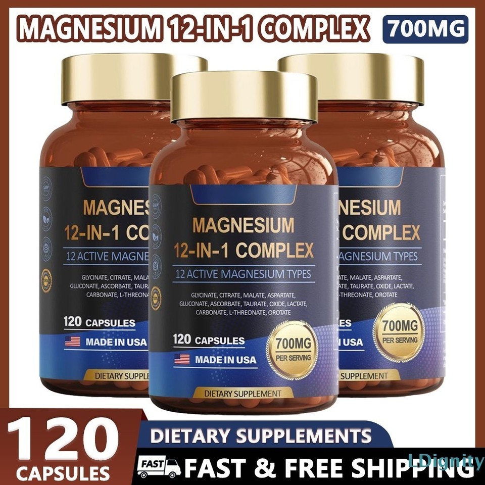 Premium 12-in-1 Magnesium Complex 700mg – 120 Capsules, 12 Magnesium Types