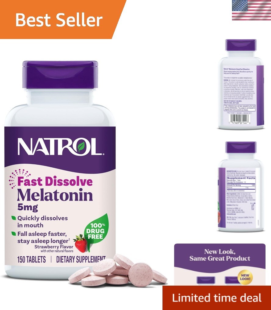 Melatonin 5mg Fast Dissolve Tablets, Sleep Support Supplements for Adults, St…