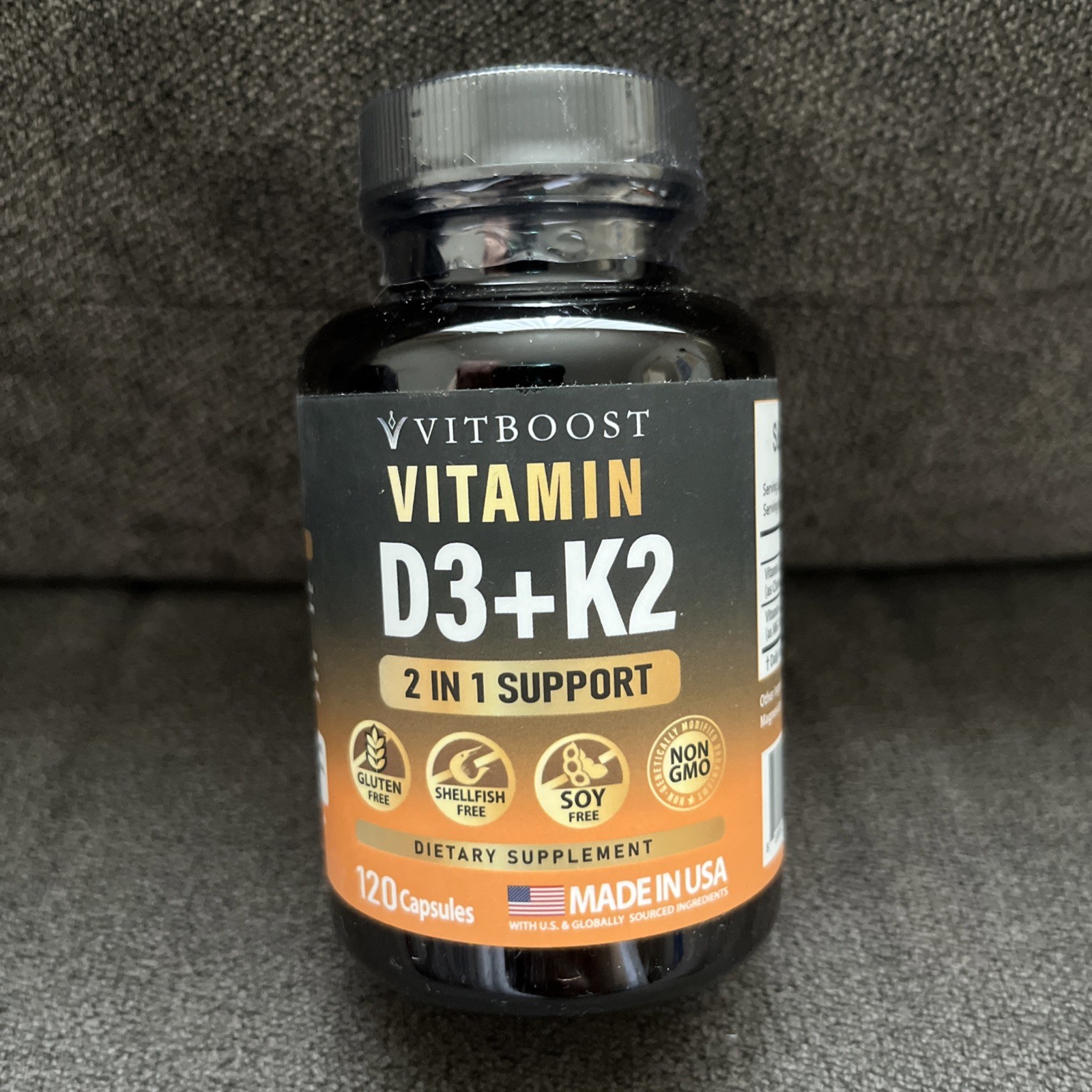 VITBOOST Vitamin D3 + K2 Supplement – 2-in-1 Formula, Immune Support, 120 Caps