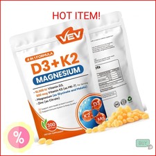 VEV Vitamin D3 K2 10,000 IU Magnesium Supplement – with Vitamin D and K (MK-7),