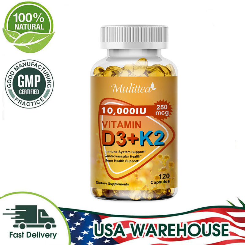 Vitamin K2 (MK7) with D3 10000 IU Supplement, BioPerine Capsules, Immune Health