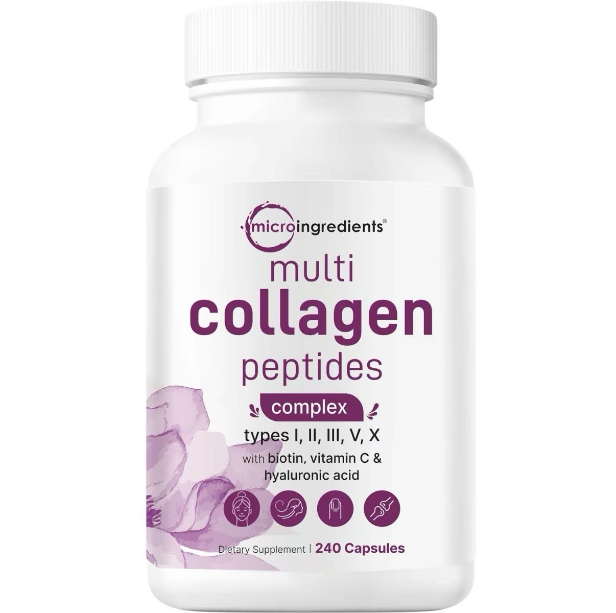 Micro Ingredients Multi Collagen  Peptides Complex, 240 Caps 04/2027 New Sealed