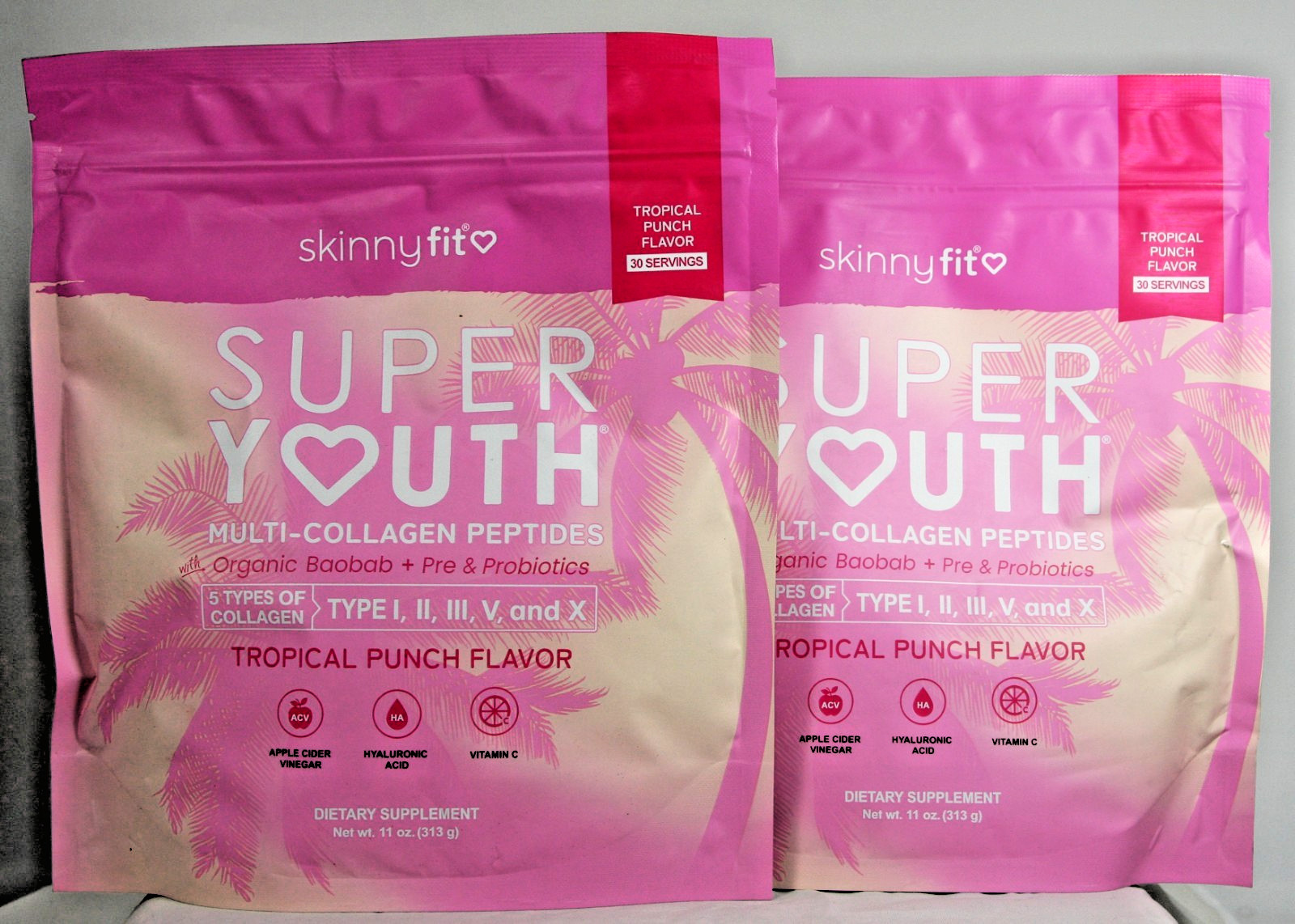 *2 Pack* Skinny Fit Super Youth Collagen Peptides – Tropical Punch – EXP: 08/27