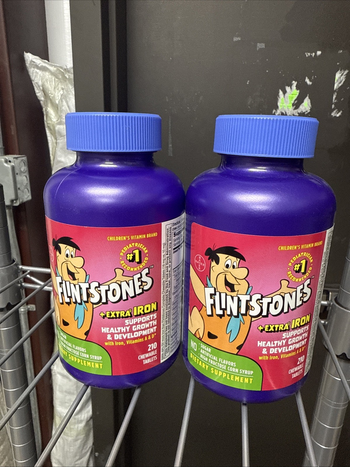 Flintstones Multivitamin Extra Iron Chewable Tablets 210 Ct 07/26 (SEALED) 2PACK