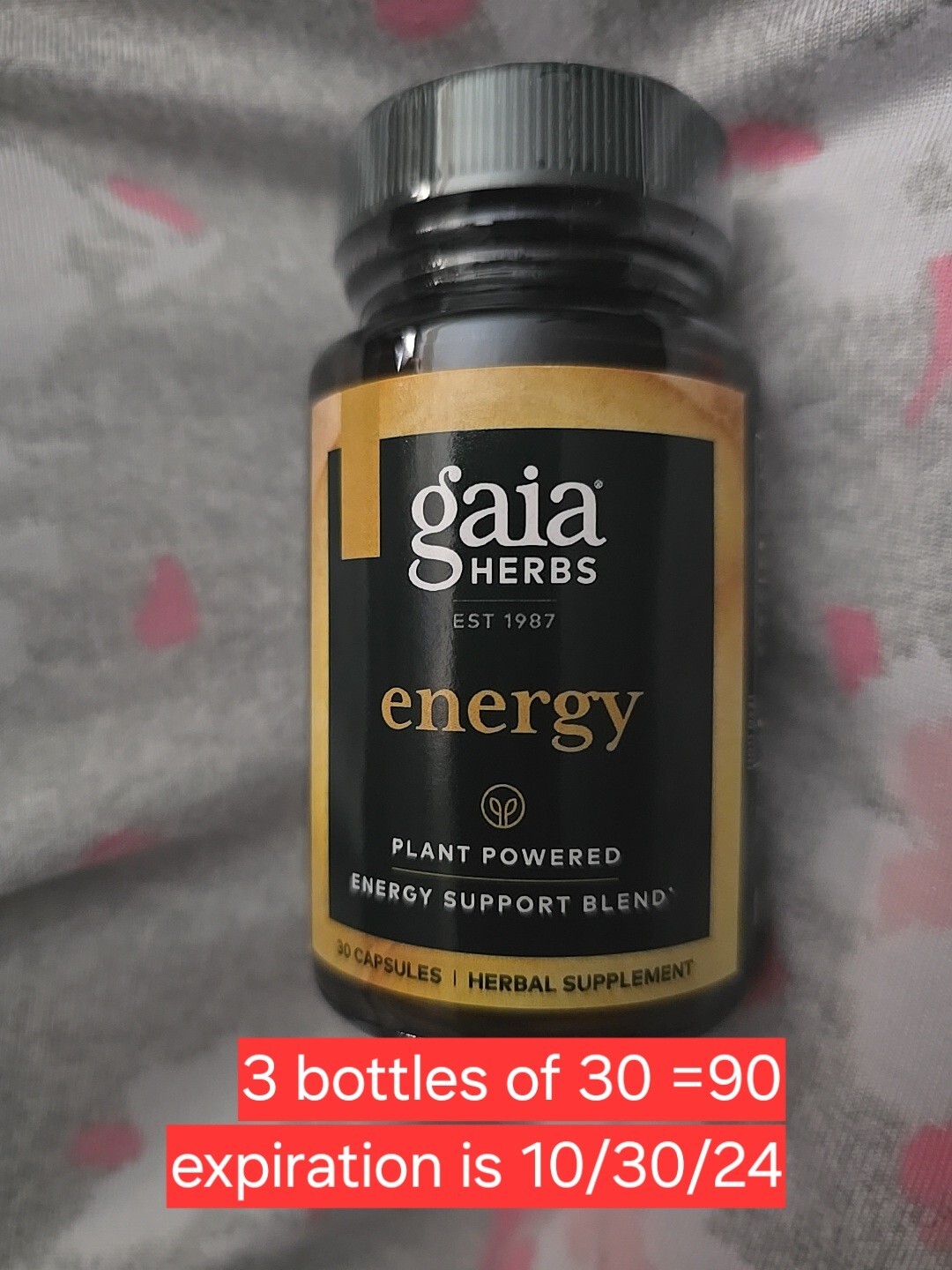 Gaia Herbs Energy Support Organic & VEGAN Capsules Ashwagandha & Ginger 90 Total