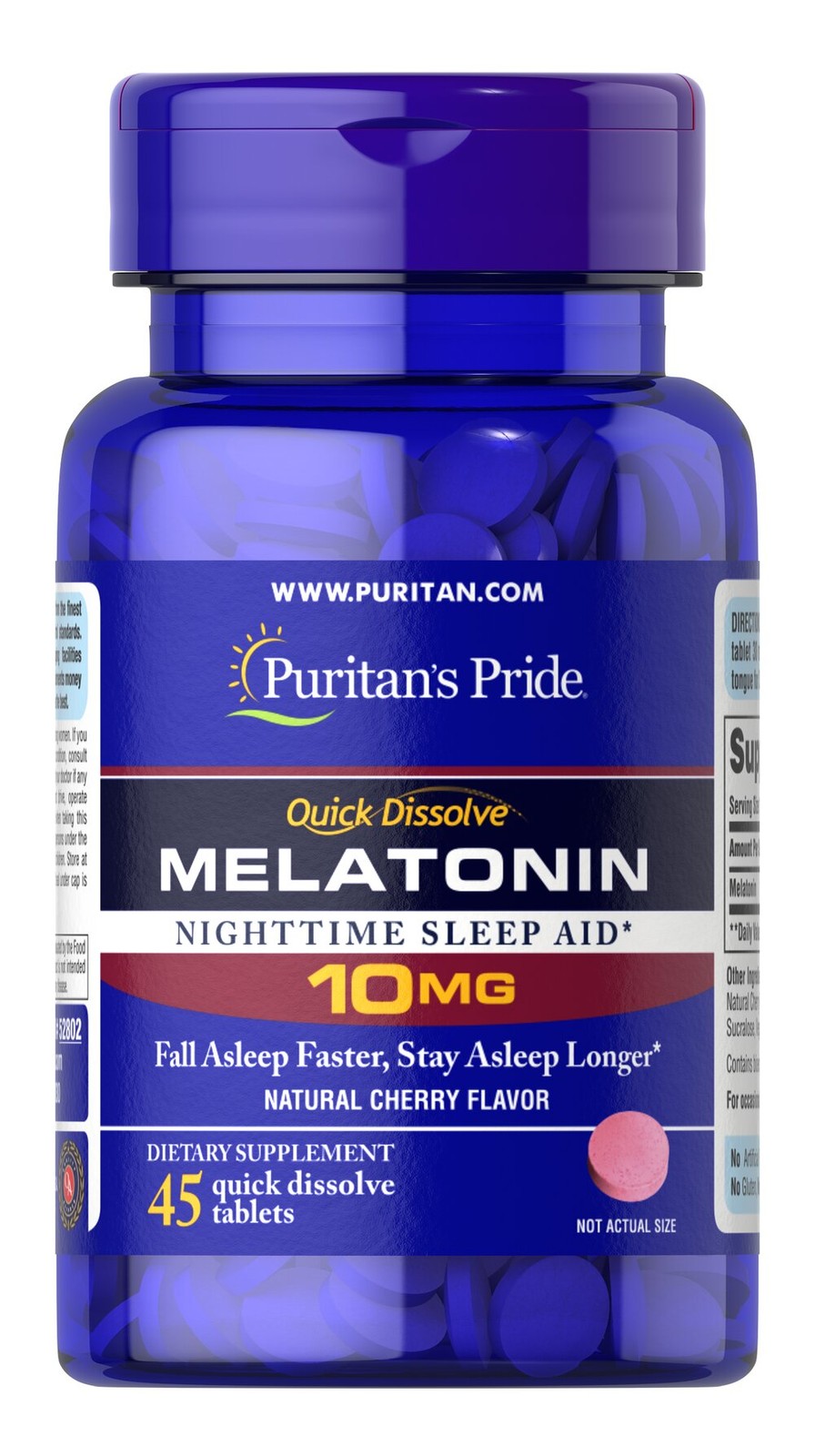 Puritan’s Pride Quick Dissolve Melatonin 10 mg Cherry Flavor – 45 Tablets