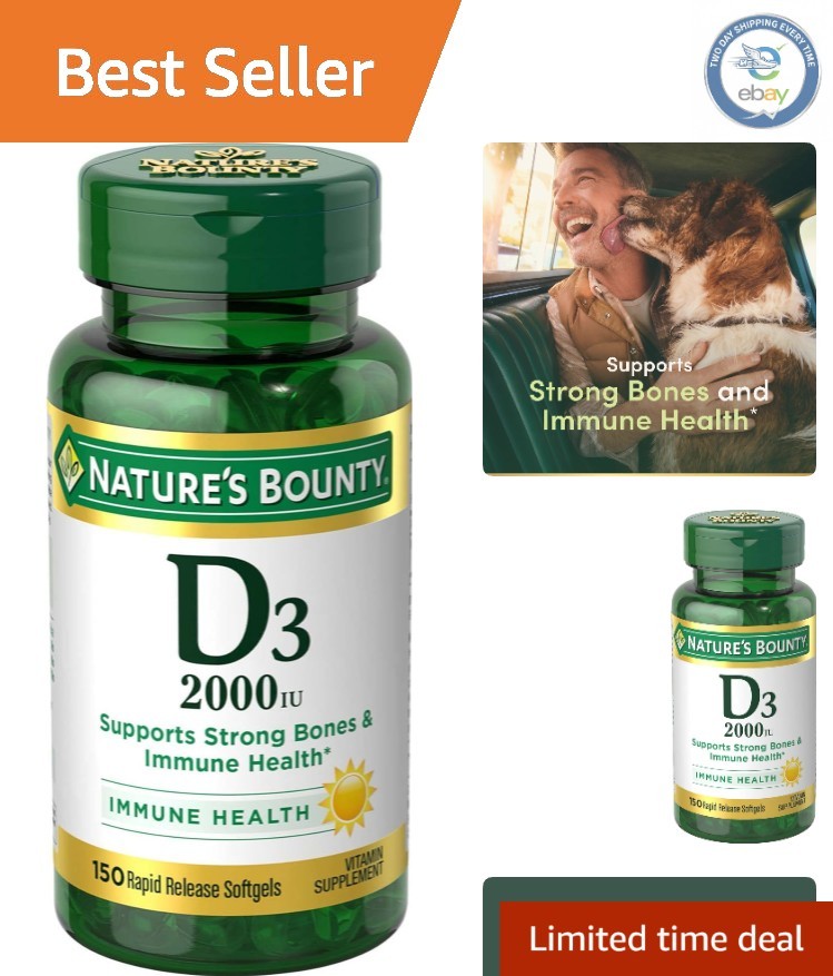 Nature’s Bounty Vitamin D3 – Supports Immune Health, 2000IU, 150 ct, Softgels