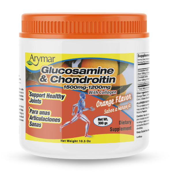 Arymar Glucosamine & Chondroitin Powder, Orange Flavor, 10.58 oz