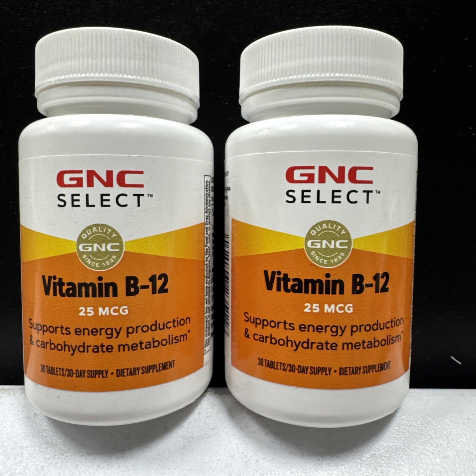 2x GNC SELECT Vitamin B-12, 25mcg Energy Production/Carbohydrate Metabolism 30ct