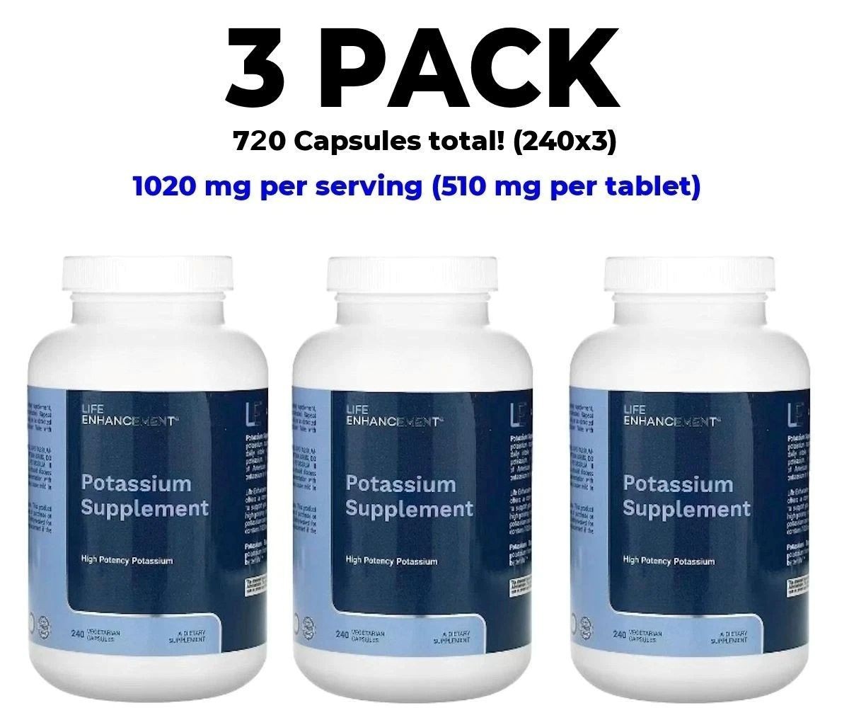 Life Enhancement, Potassium Supplement, 3 PACK, 240 Vegetarian Caps (720 total!)