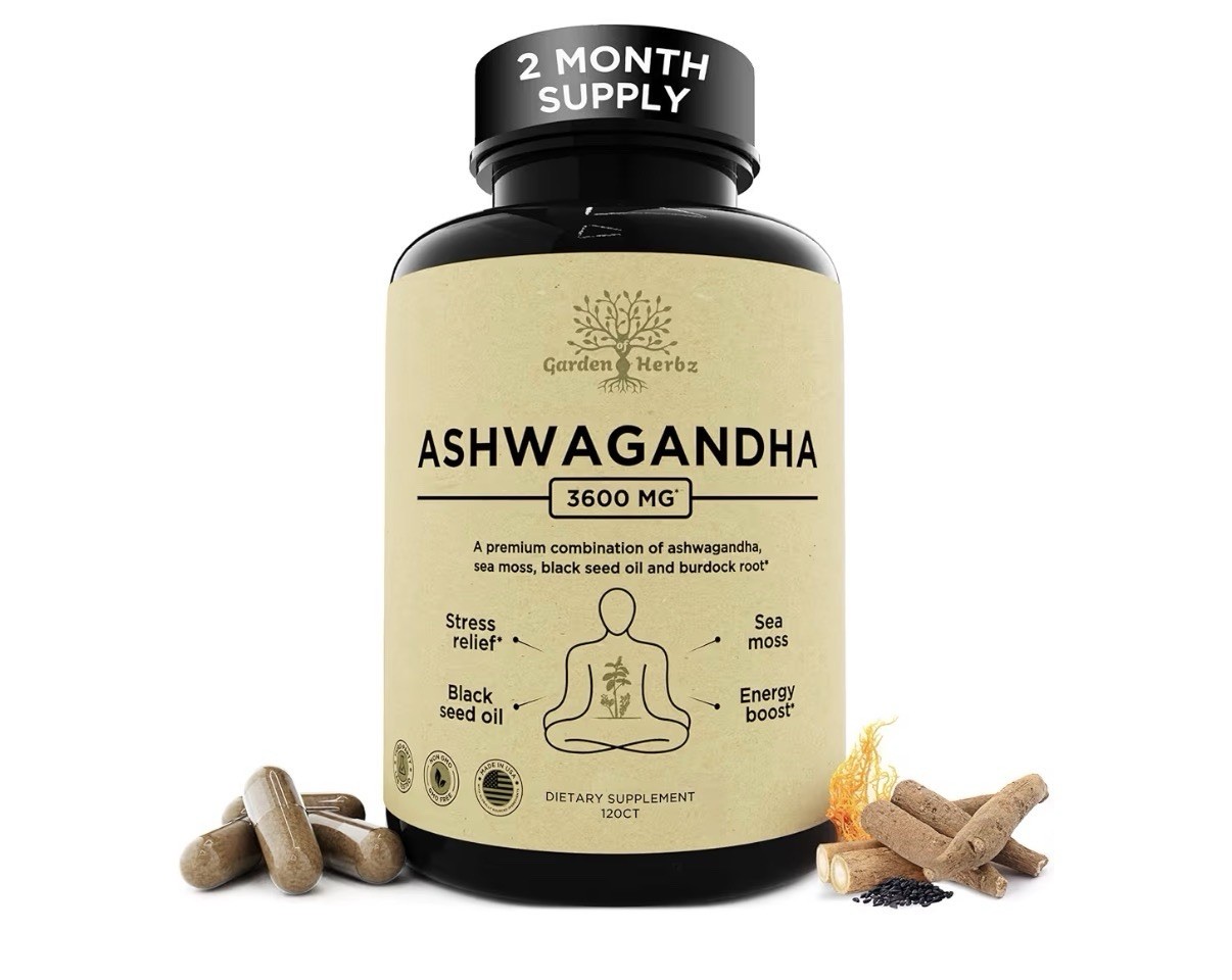 Organic Ashwagandha Root & Irish Sea Moss – 3,600 mg Ashwagandha Supplement with