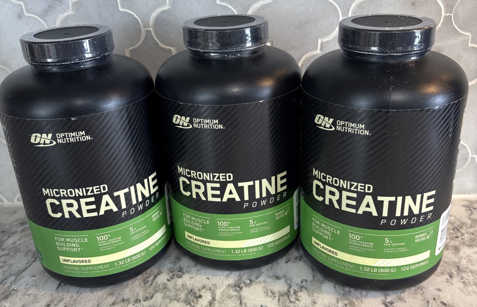 3-Optimum Nutrition Micronized Creatine Powder 600 grams 1.32lb Exp 5/26