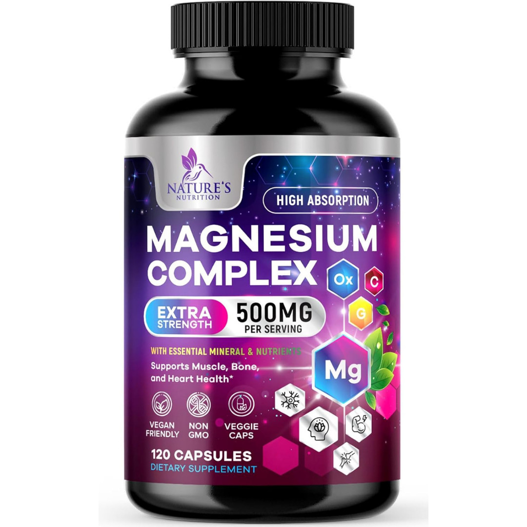 Magnesium Complex Supplement 500 mg – 5 in 1 High Absorption Chelated Magnesium