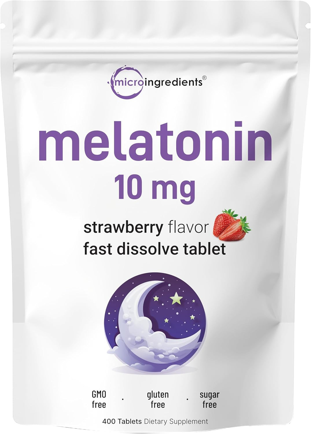 Melatonin 10Mg, 400 Tablets | Natural Strawberry Flavor | Fast Dissolve | No Dru