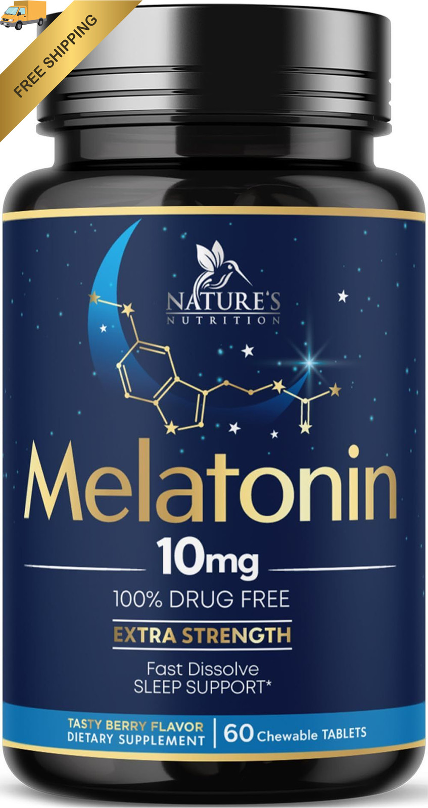 Melatonin 10mg – Fast Dissolve Tablets – Sugar-Free 60 Count (Pack of 1)