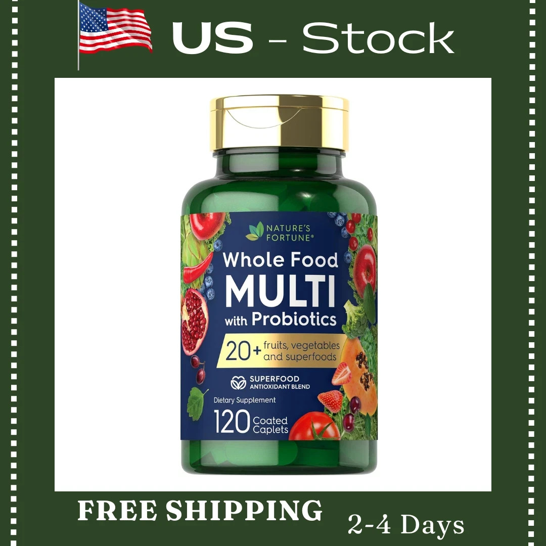 Whole Food Multivitamin with Probiotics | 120 Caplets | by Nature’s Fortune