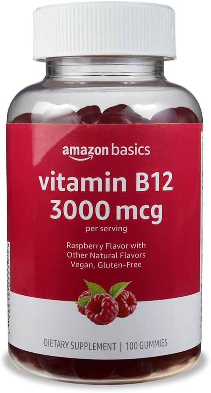 Vitamin B12 3000mcg Gummies – 100 Ct Raspberry, Energy & Immune Support