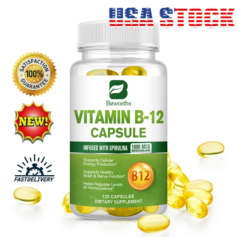 1000mcg Vitamin B12 Vegan Capsules 120pcs ,Support Energy&Brain&Nerve Function