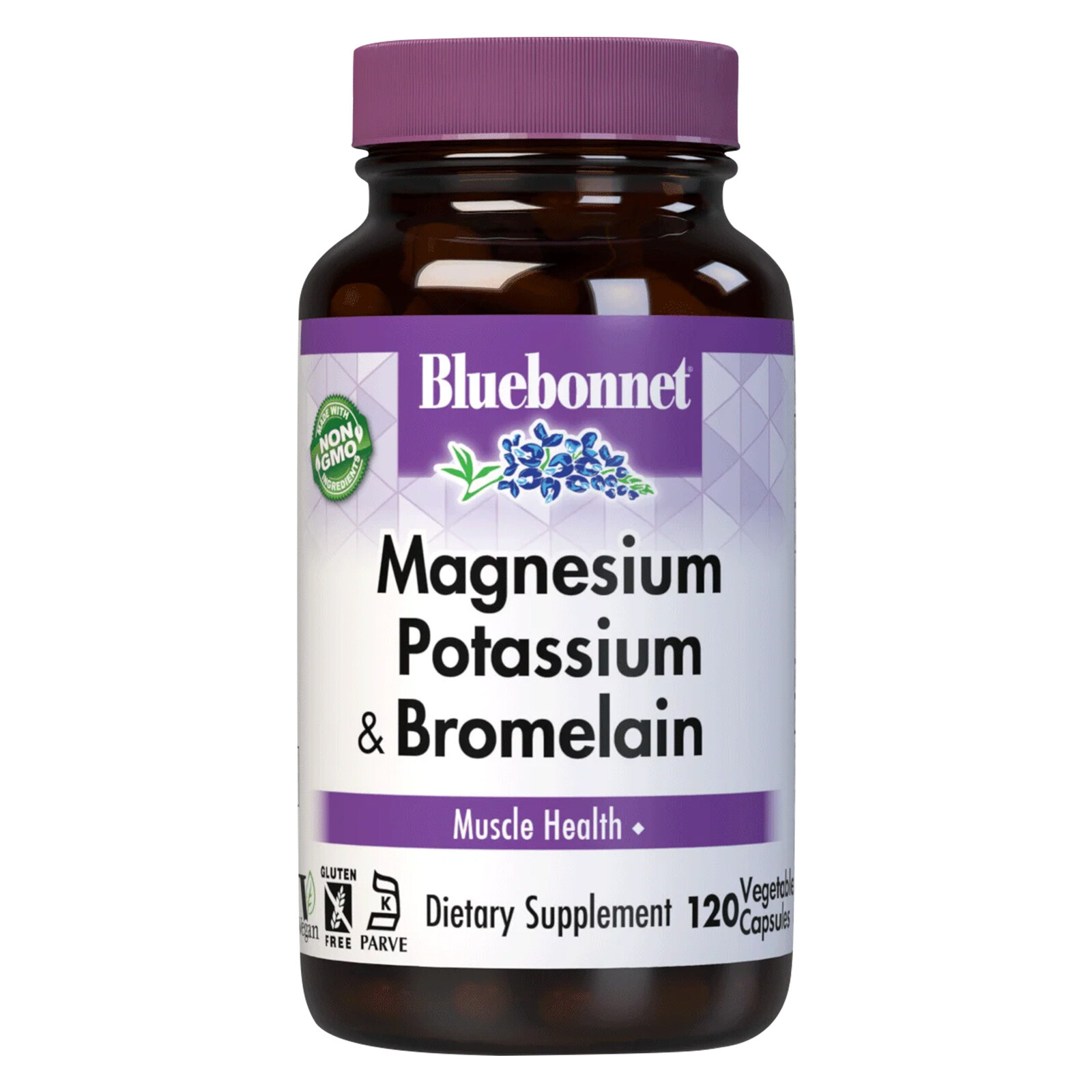 Bluebonnet Magnesium Potassium & Bromelain 120 Veg Capsules