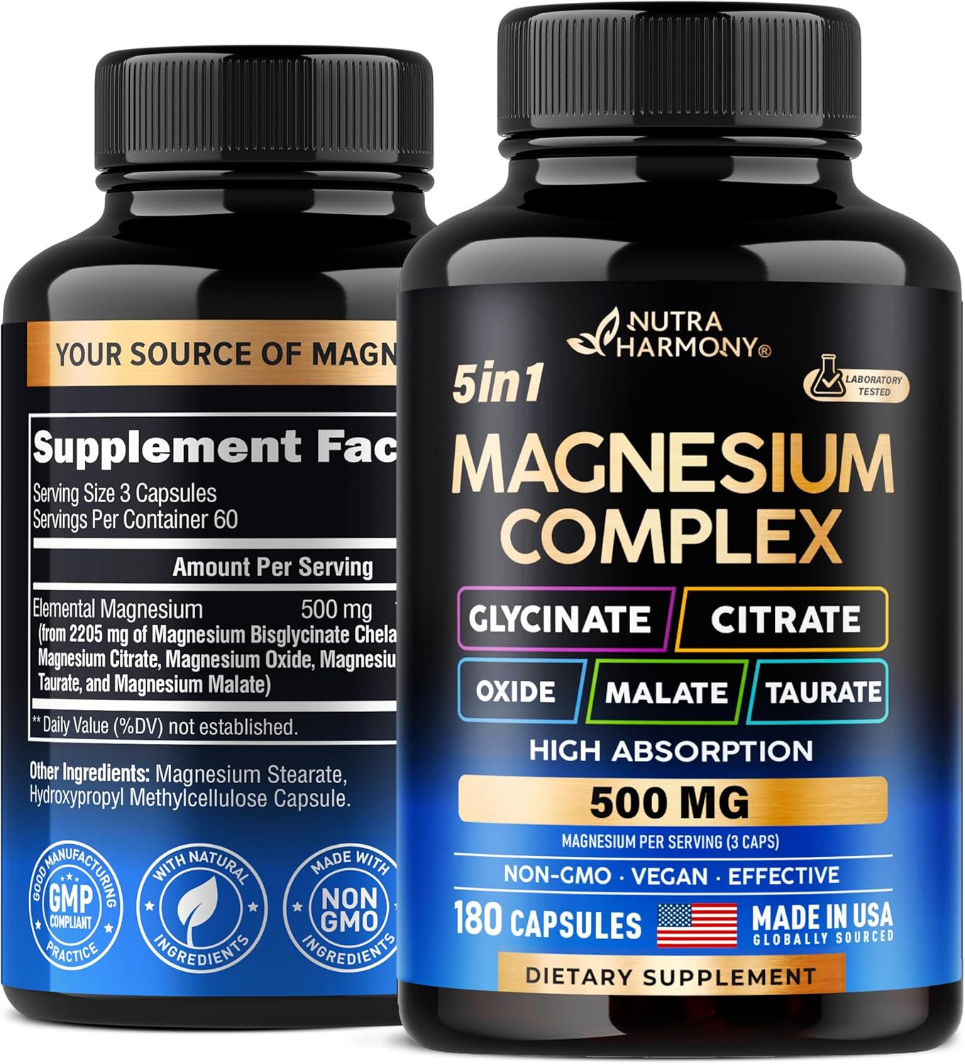 Magnesium Supplement – 5 in 1 Complex | Glycinate | Citrate | Malate | Taurate |