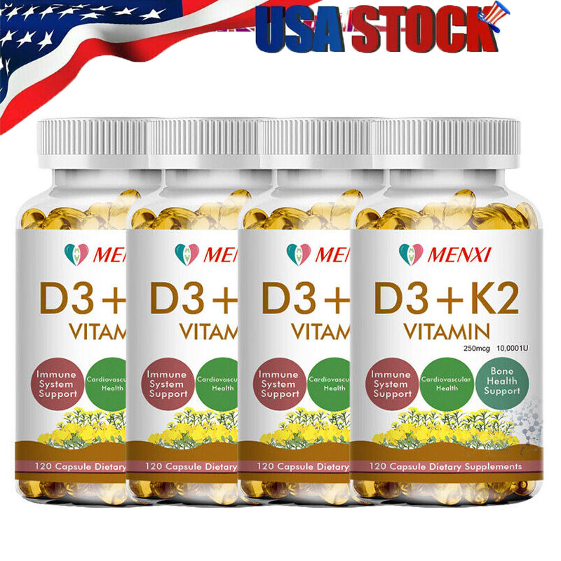 Vitamin K2 (MK7) with D3 10,000 IU Supplement Capsules, Bone Heart Immune Health
