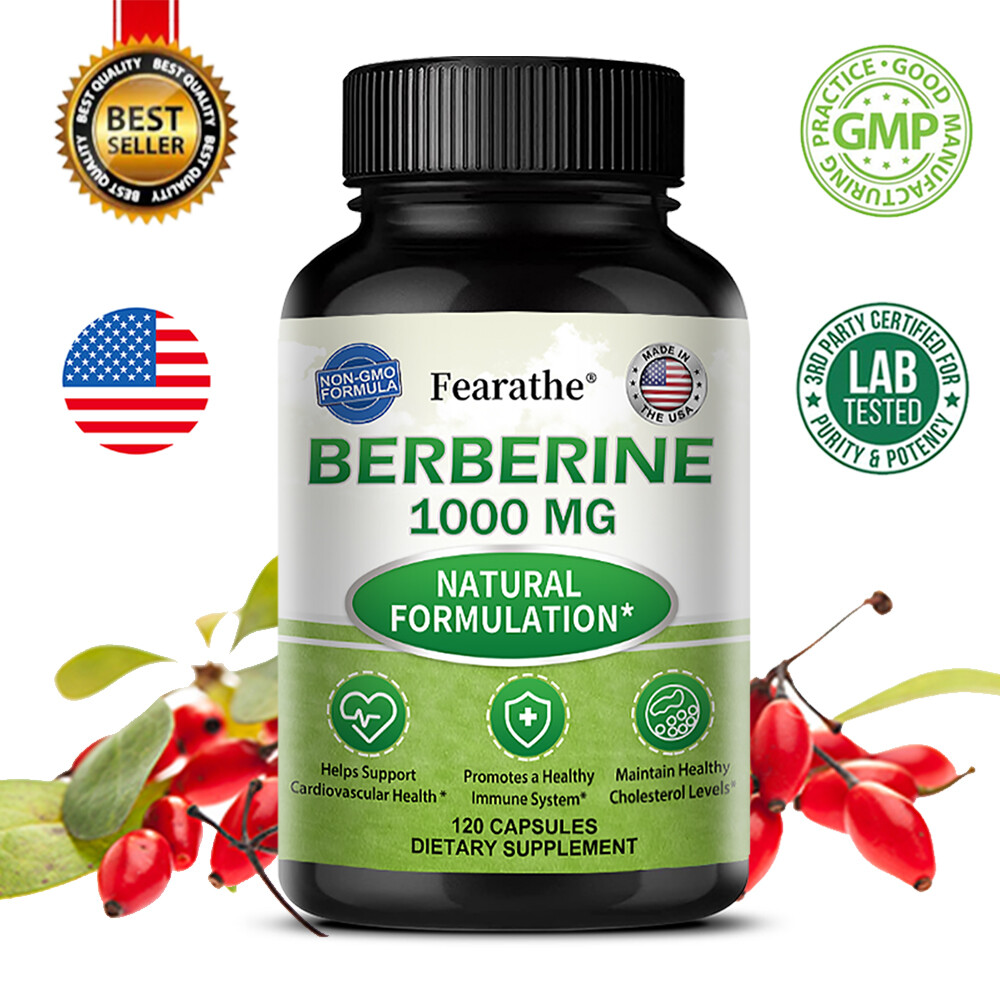 Berberine HCL Extract 1000mg, Healthy Cholesterol, Blood Sugar Suppot
