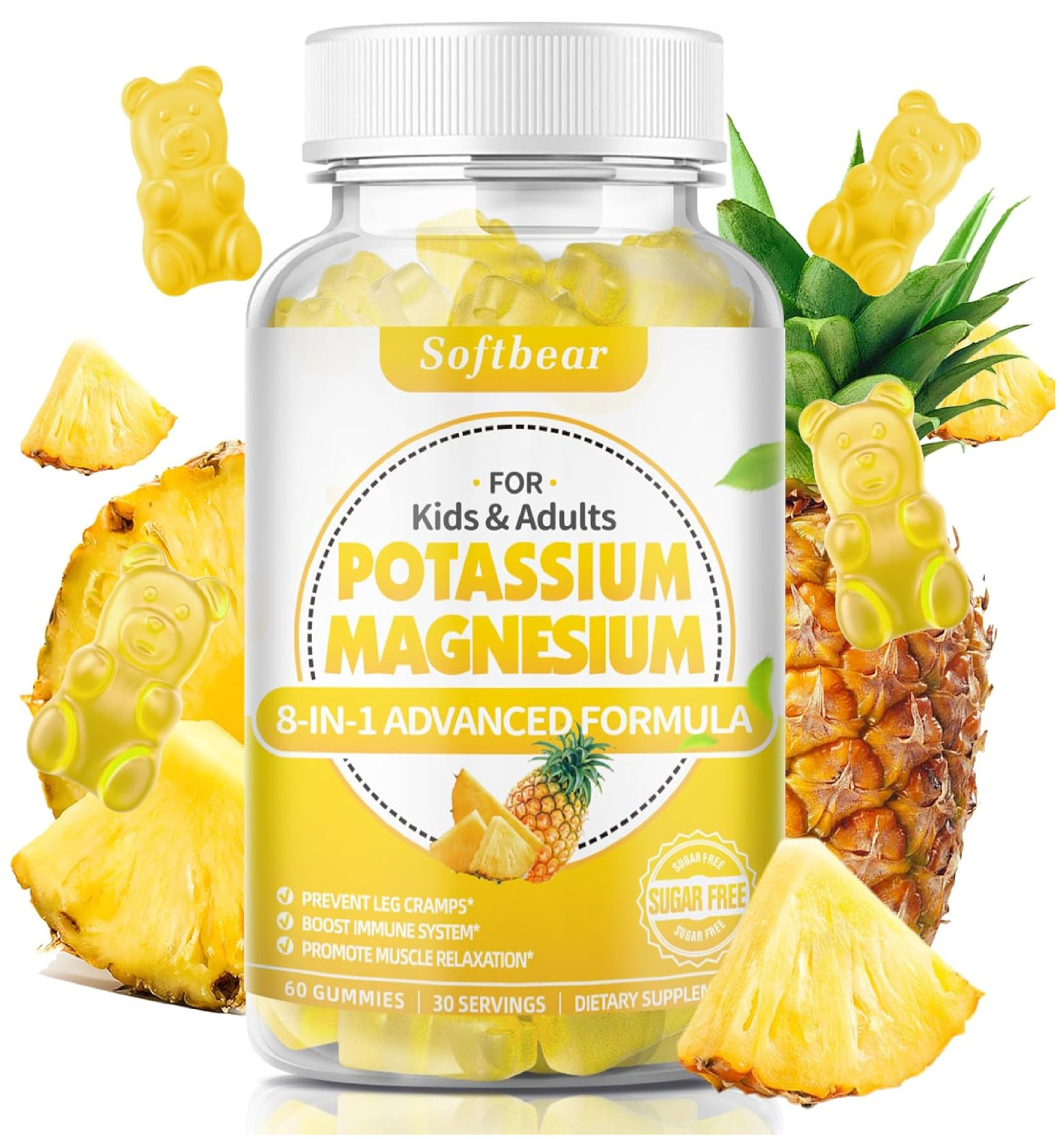 softbear Potassium Gummies for Adults, Sugar-Free 60 Count (Pack of 1)