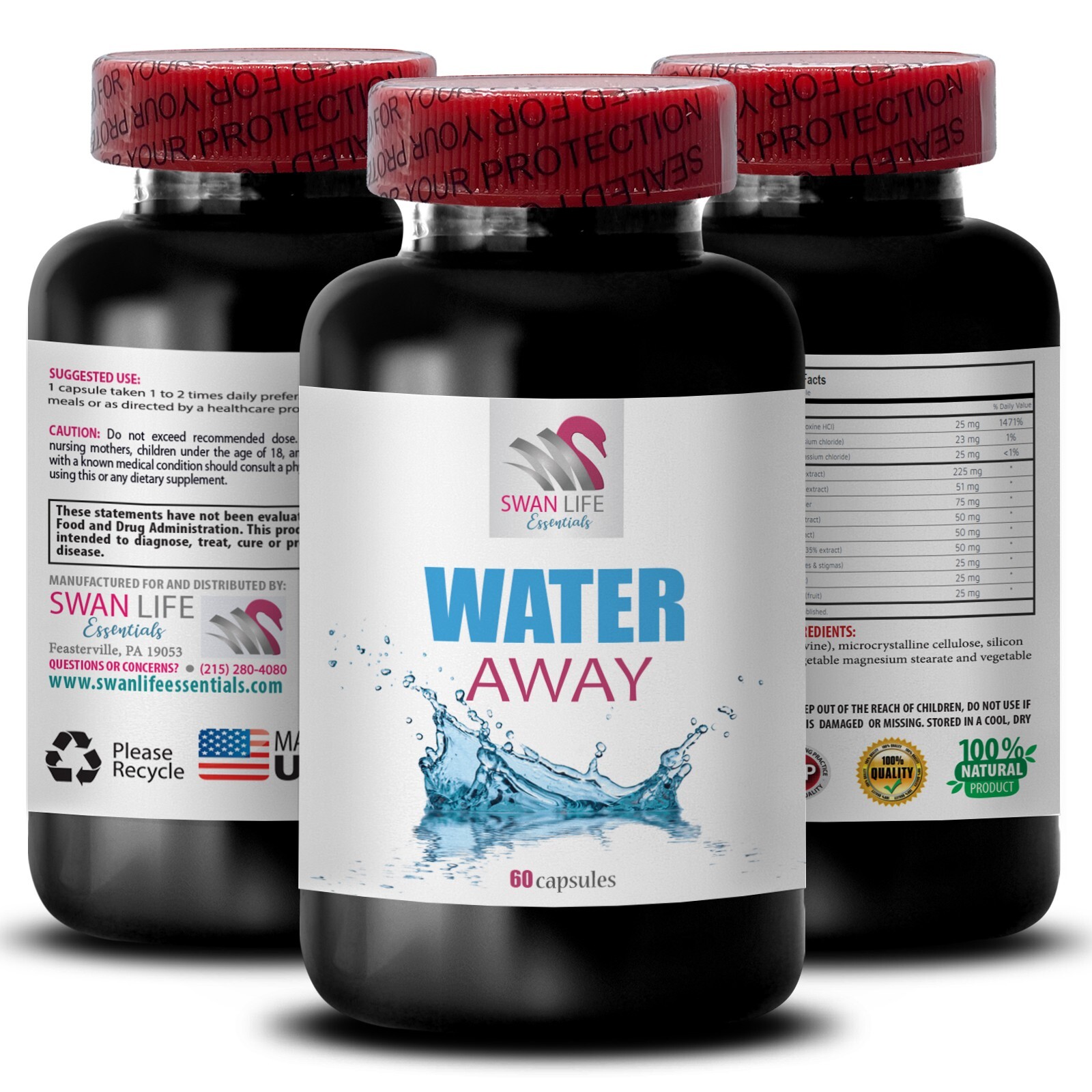 Natural Flow – WATER PILLS – Light Refresh 1 Bottle 60 Capsule